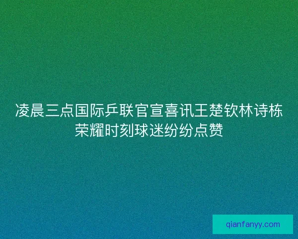 凌晨三点国际乒联官宣喜讯王楚钦林诗栋荣耀时刻球迷纷纷点赞
